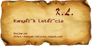 Kanyák Letícia névjegykártya
